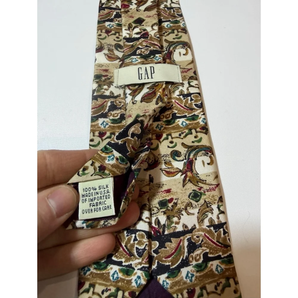Vintage GAP Silk Tie Tapestry Floral Novelty Print USA Retro 90s